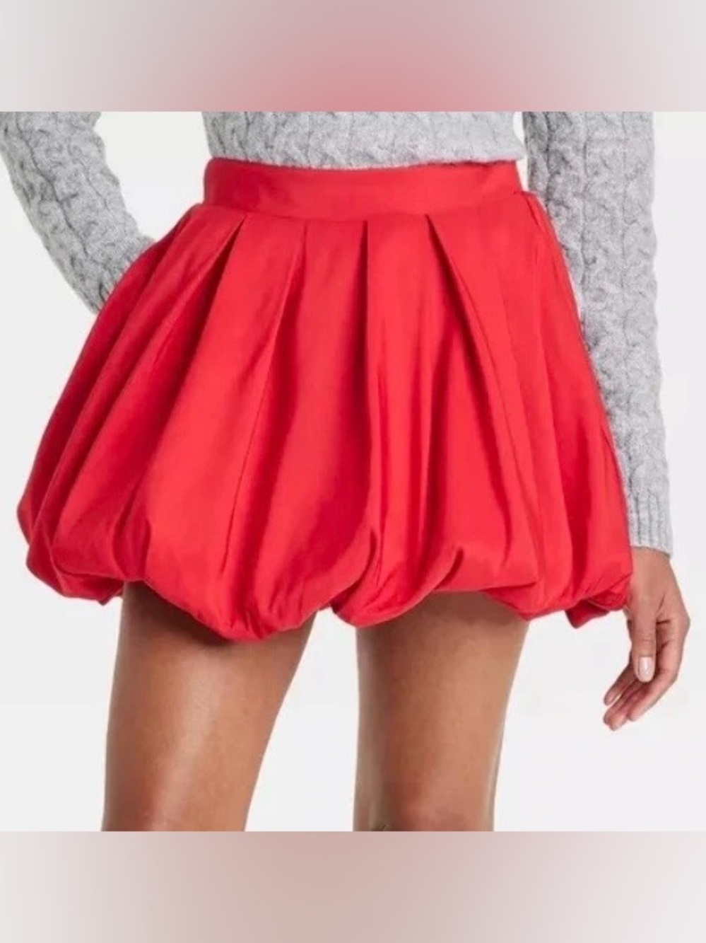 A New Day Women's Sz XXL Red Bubble Hem Midweight Woven A-Line Mini Skirt NWT